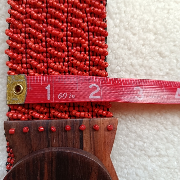Handcrafted Beaded Stretchable Belt with a Wooden Buckle - Picture 9 of 11